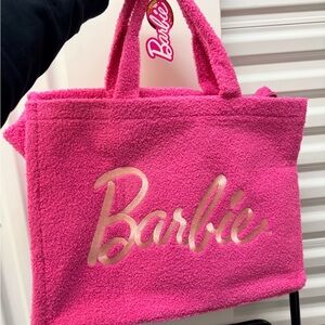 Large Barbie Fuchsia Travel Tote with Gold Logo